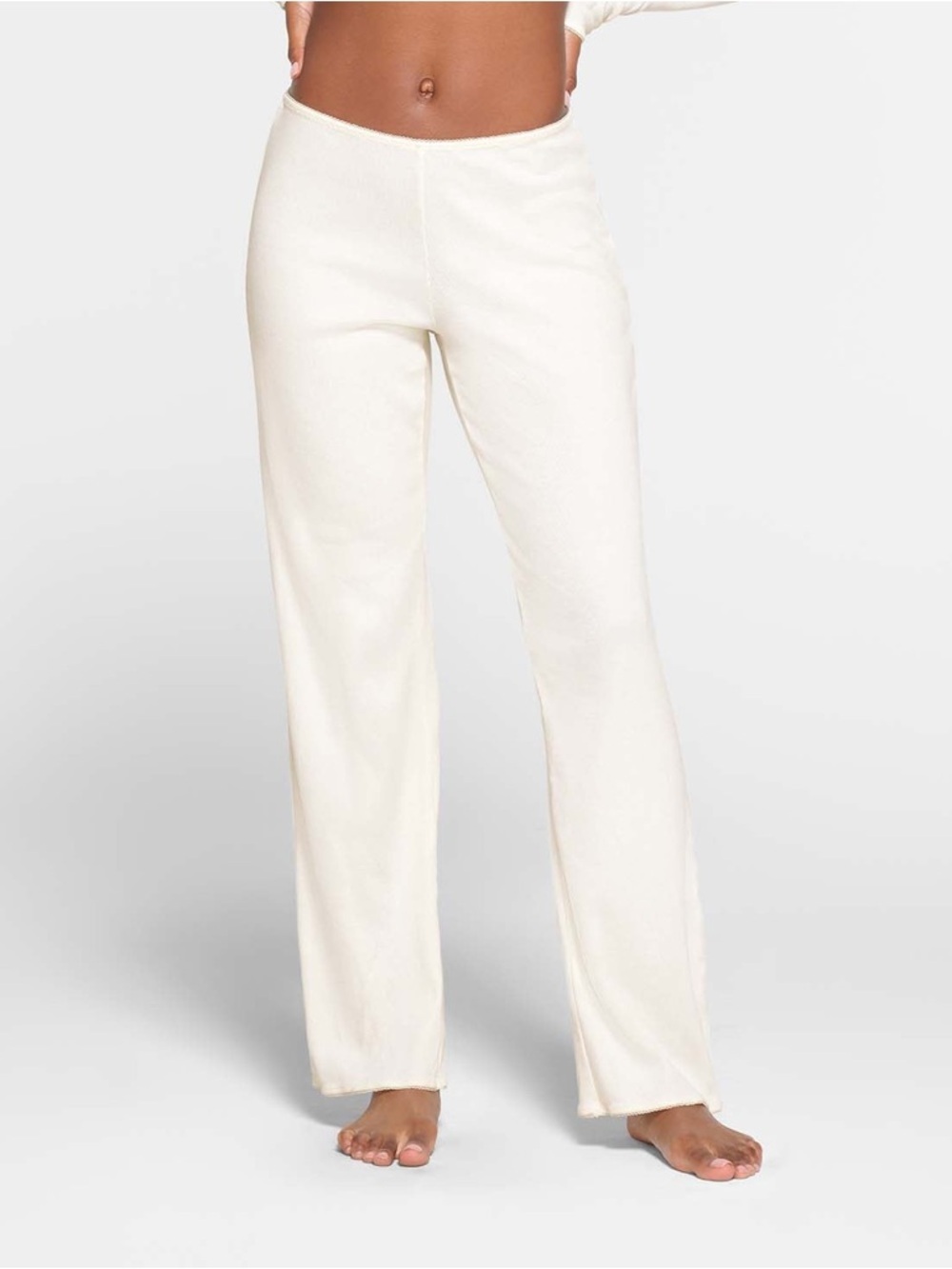 New Skims Cotton Rib Picot Straight Pant Umber Wide Leg Cream Lounge Pants 3x